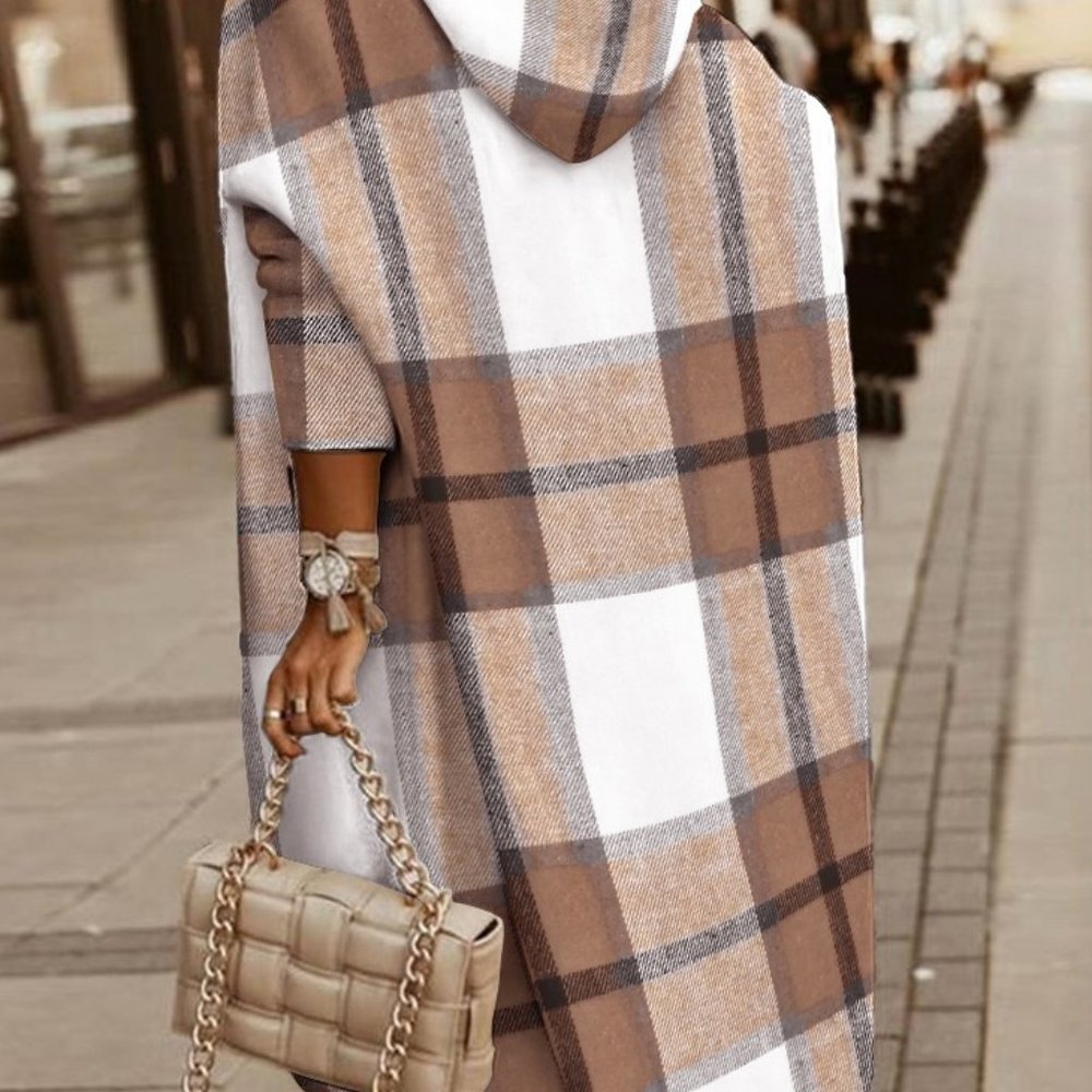 ✨PLAID PRINT LONGLINE HOODED COAT✨ - Picture 2 of 6